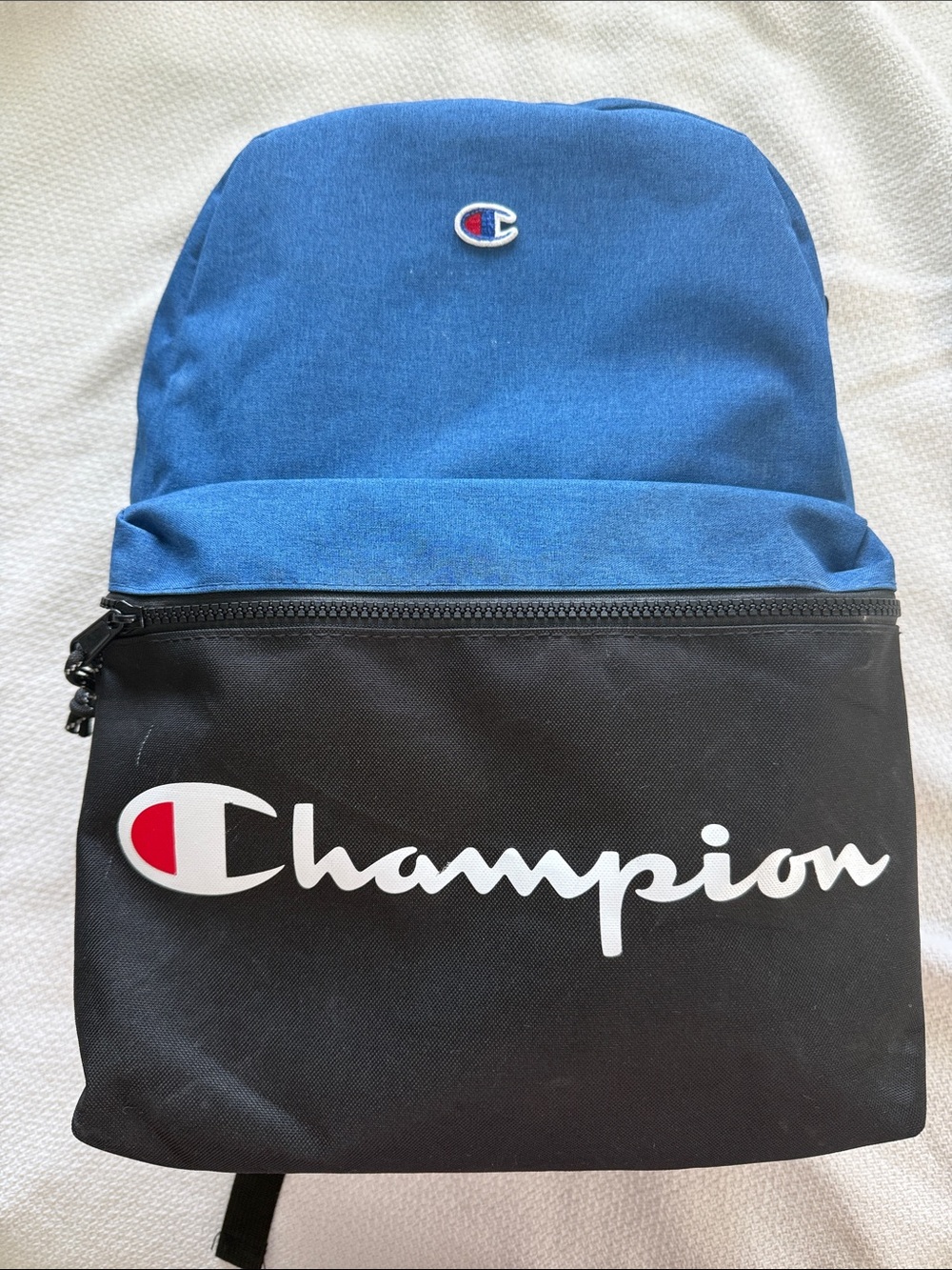 Champion Blue and Black Logo Backpack